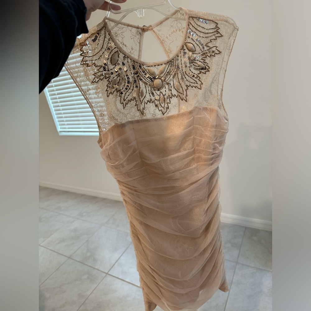 BEBE Formal dress cream with beads
